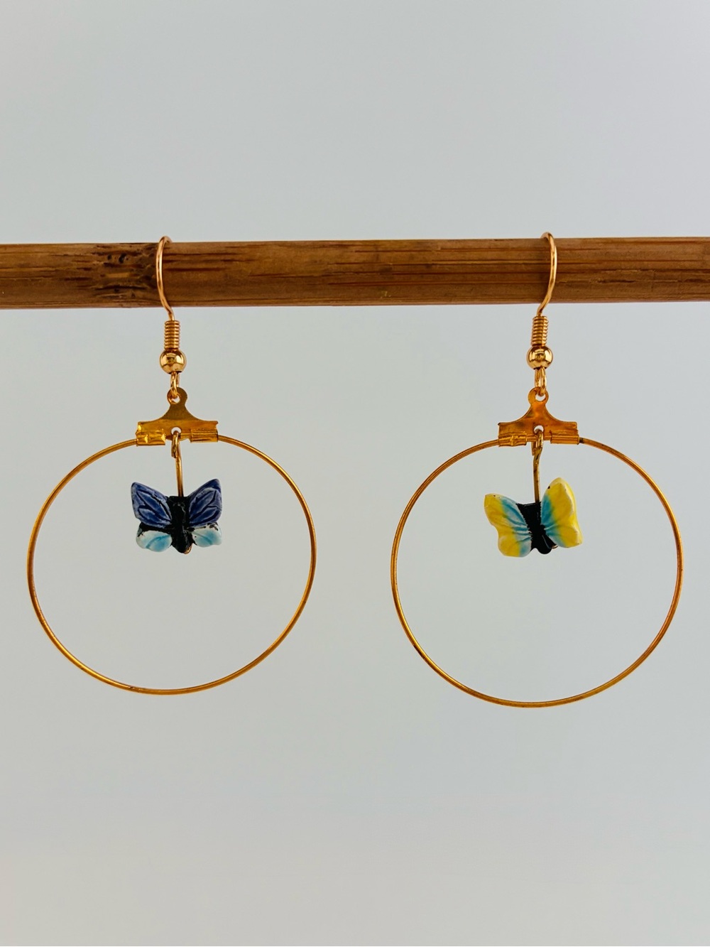 🦋Handcrafted Whimsical Gold Hoop Butterfly Earrings🦋